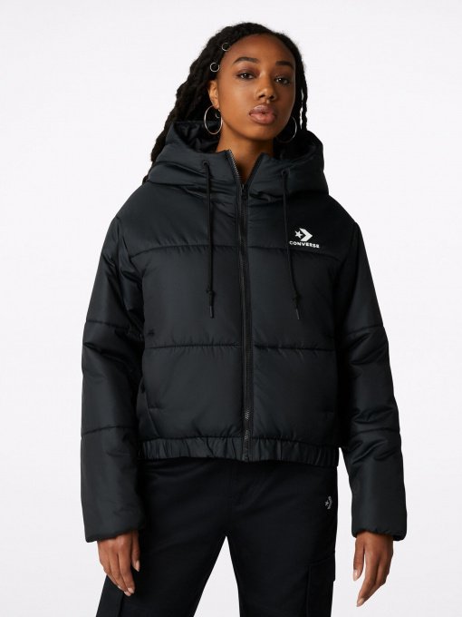 Куртки и дубленки CONVERSE Short Hooded Puffer модель 10023736-001 Фото