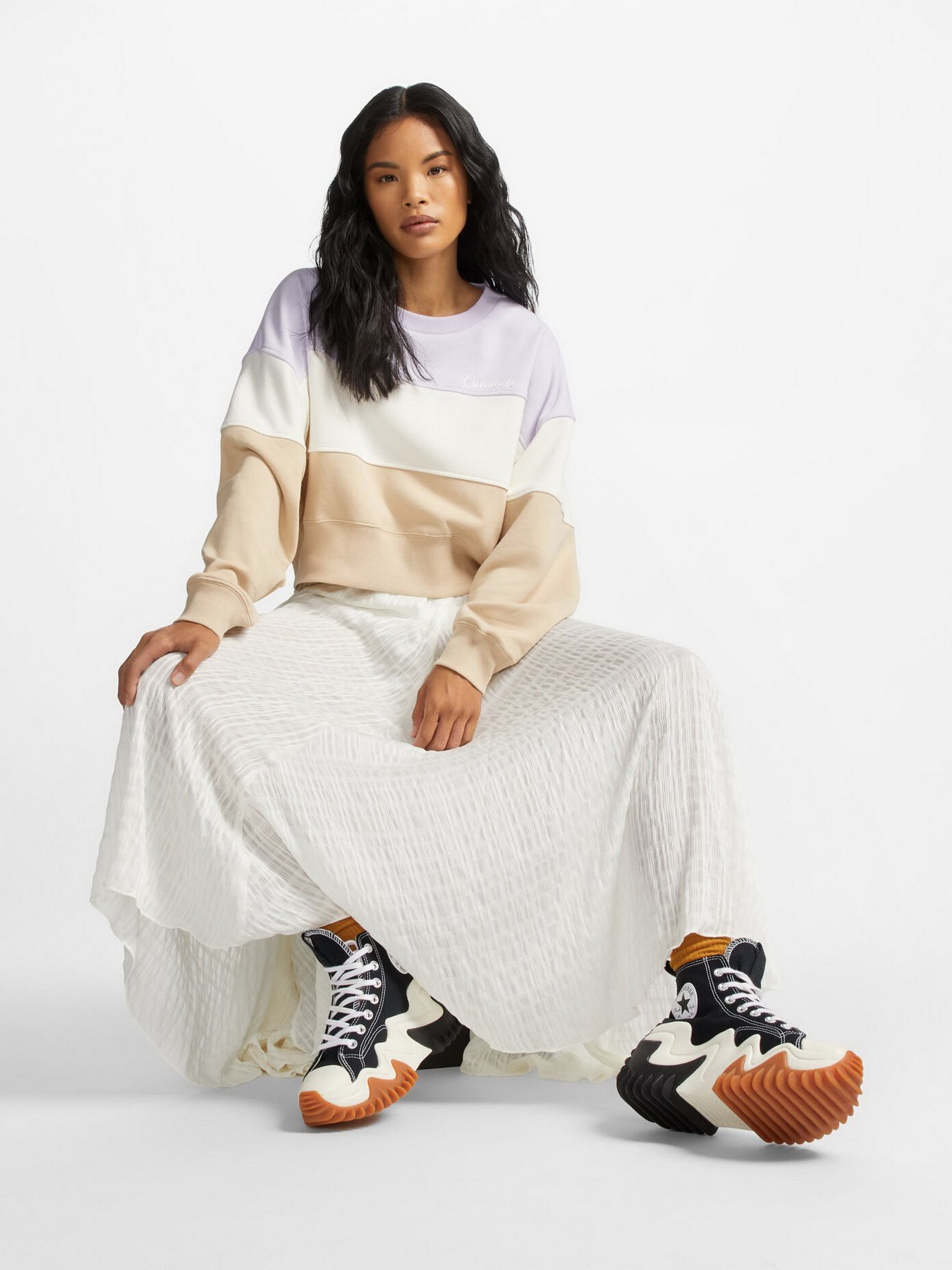Худі та світшоти CONVERSE Colorblocked Chain Stitch Crew модель 10024524-296 Фото