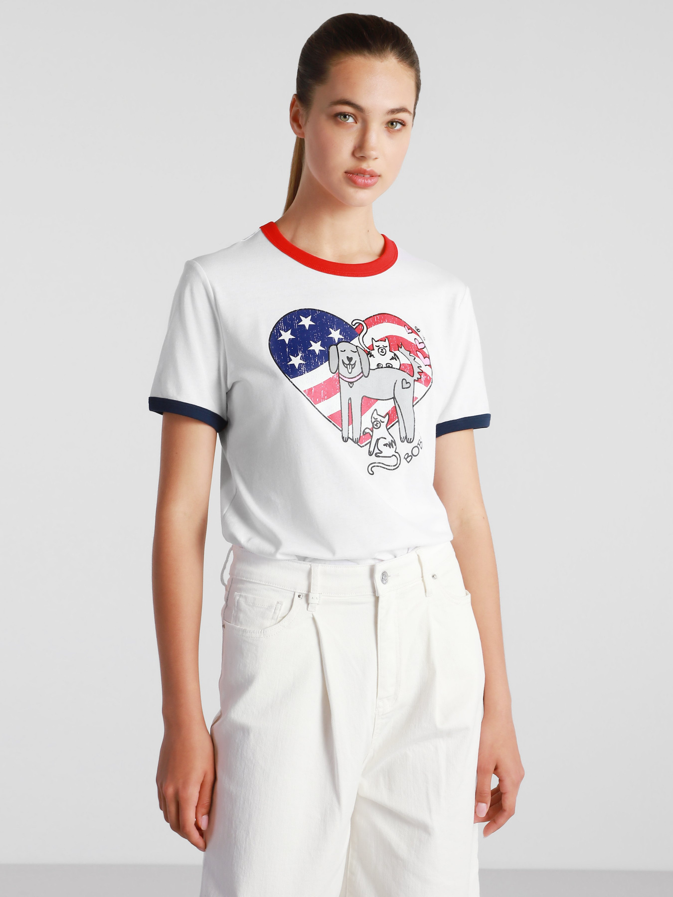 Футболки и поло Skechers BOBS Flag Heart Ringer модель BW2TS2 WHT Фото