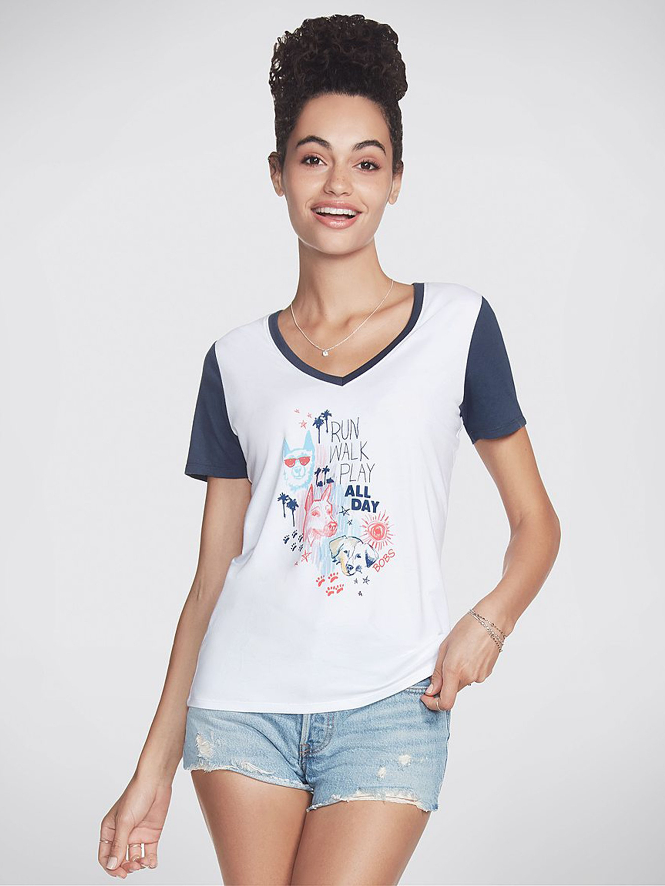 Футболки и поло Skechers BOBS Run Walk V Neck модель BW2TS5 WHT Фото