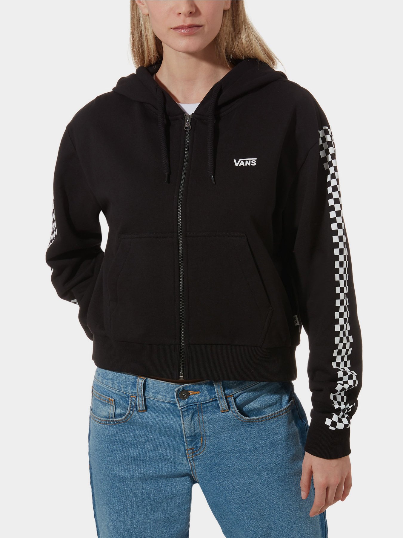 Худи и свитшоты Vans FUNNIER TIMES CROP ZIP HOOD модель VN0A47TOBLK1 Фото