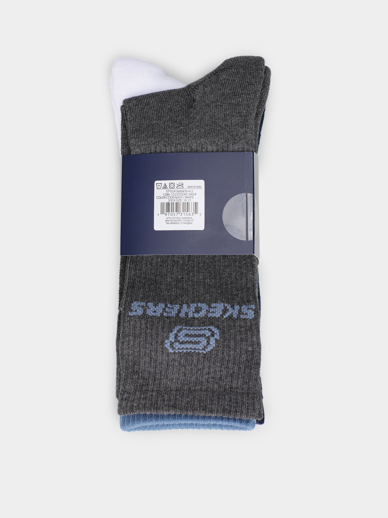 Шкарпетки та гольфи Skechers 3PK 1/2 TERRY CREW модель S600476-412 Фото