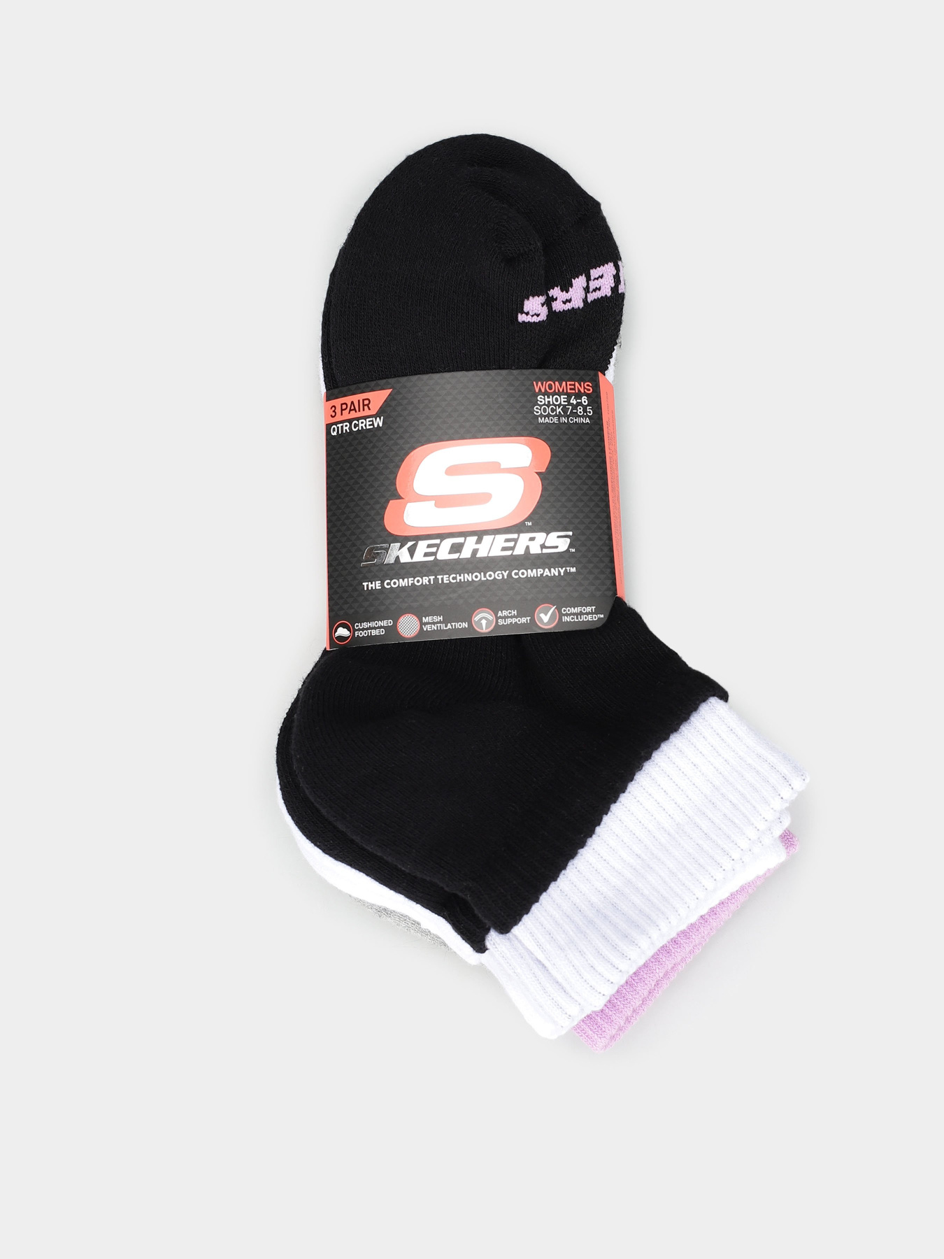 Шкарпетки та гольфи Skechers 3PK 1/2 TERRY QTR CREW модель S600477-015 Фото