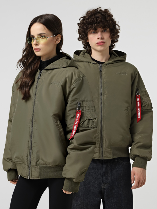 Куртки и дубленки Alpha Industries MA-1 HOODED LOGO OXFORD FLIGHT модель MJM55511C1_359 Фото