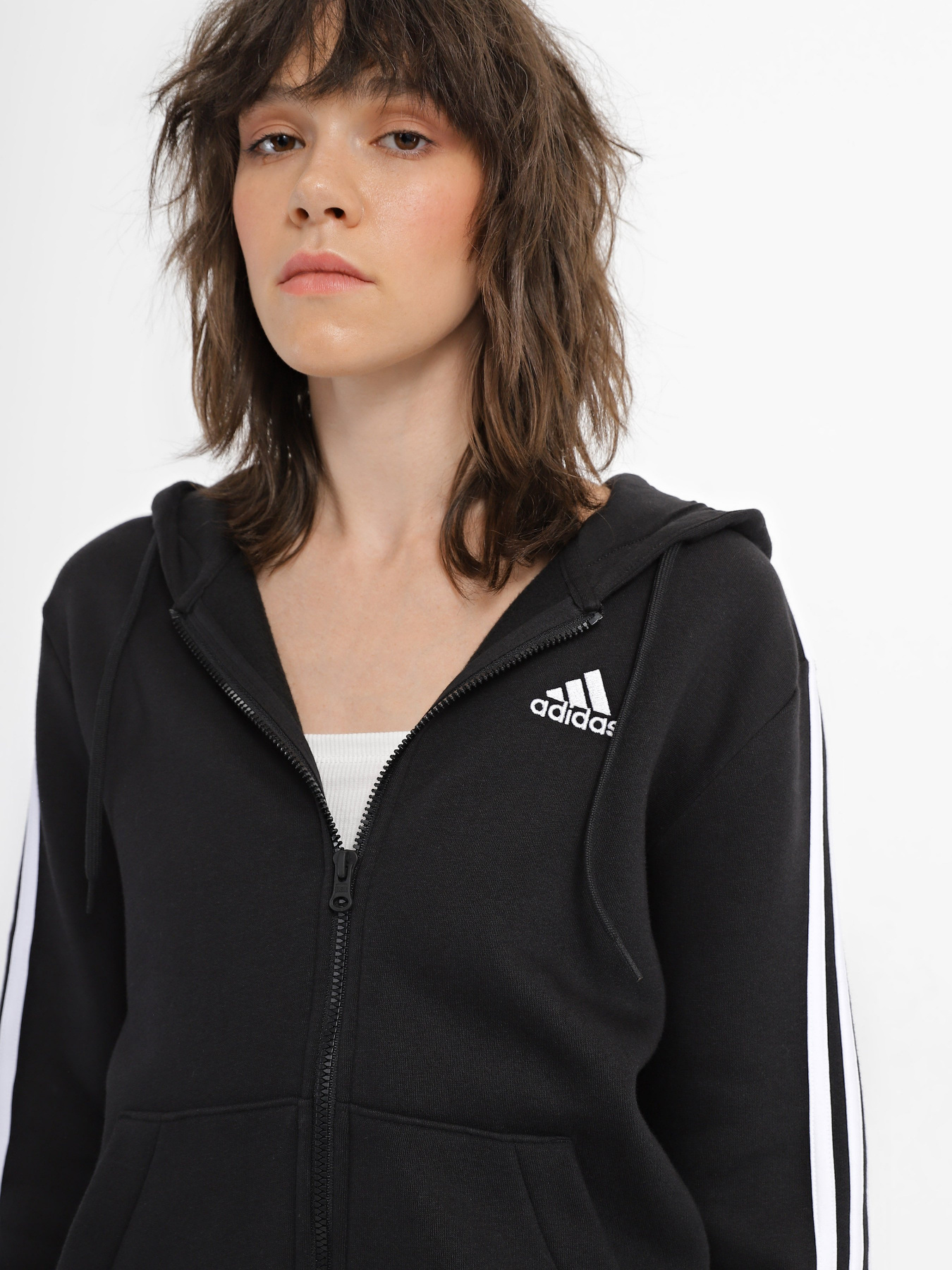 Худі та світшоти Adidas Essentials 3-Stripes Full-Zip Fleece модель HZ5743 Фото
