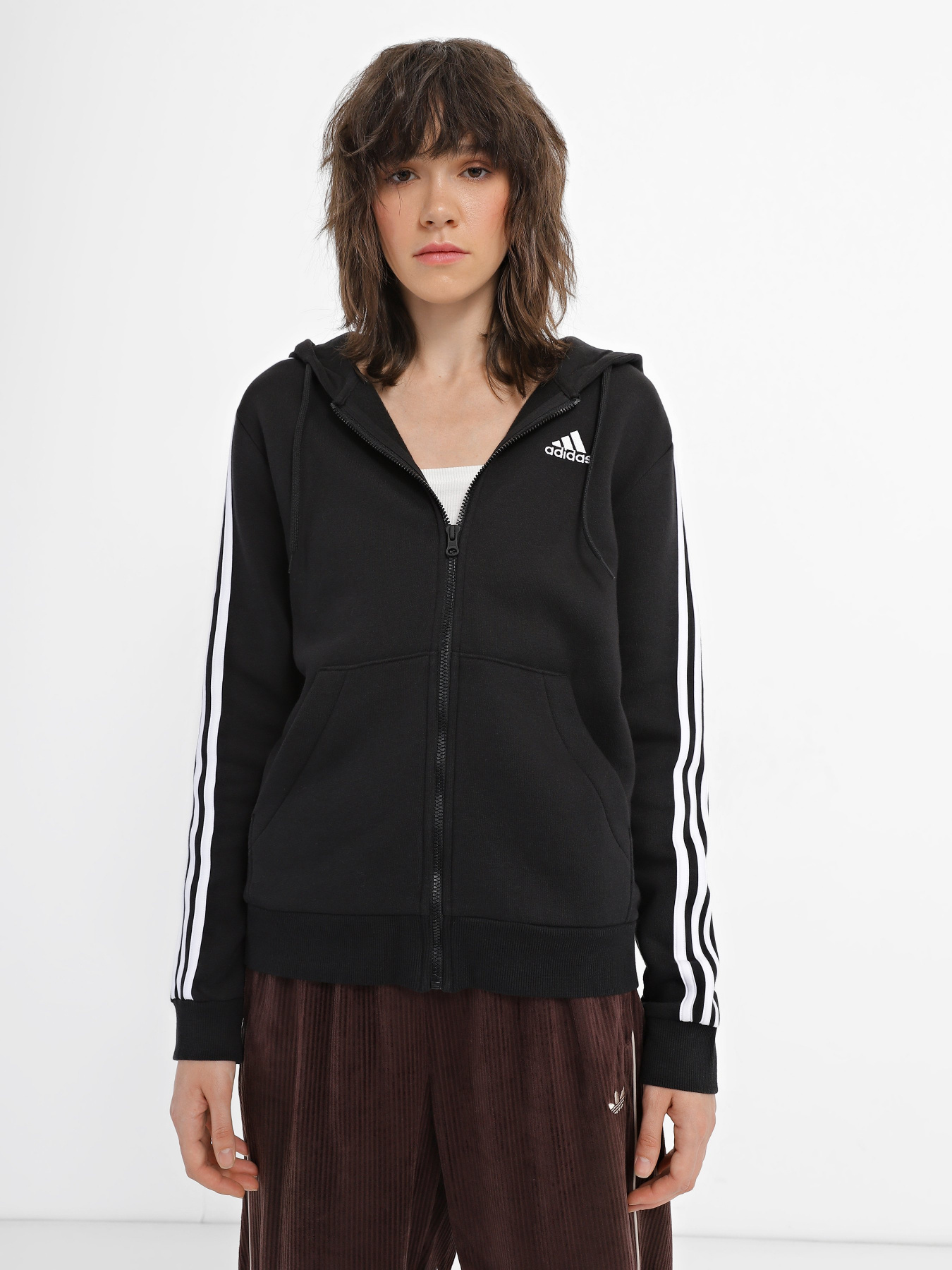 Худі та світшоти Adidas Essentials 3-Stripes Full-Zip Fleece модель HZ5743 Фото