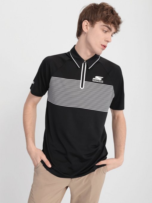 Футболки и поло Skechers Fade Stripe Golf Wіcking Breathable Zip Soft Feel модель M01TO36 BLK Фото