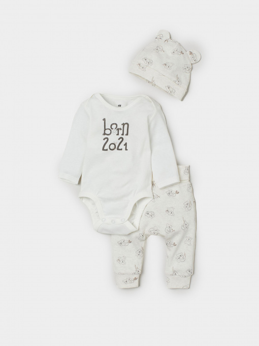 Одяг для немовлят H&M модель 0814299_білий з сірим Фото