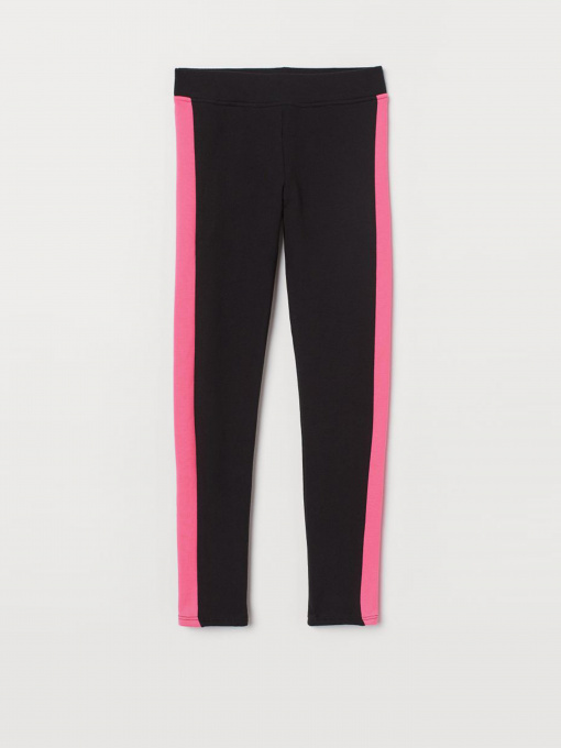 Брюки H&M модель 0657165_чорний з рожевим Фото