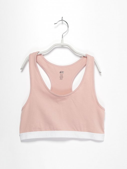 Футболки і поло H&M модель 0655833_бежевий з білим Фото