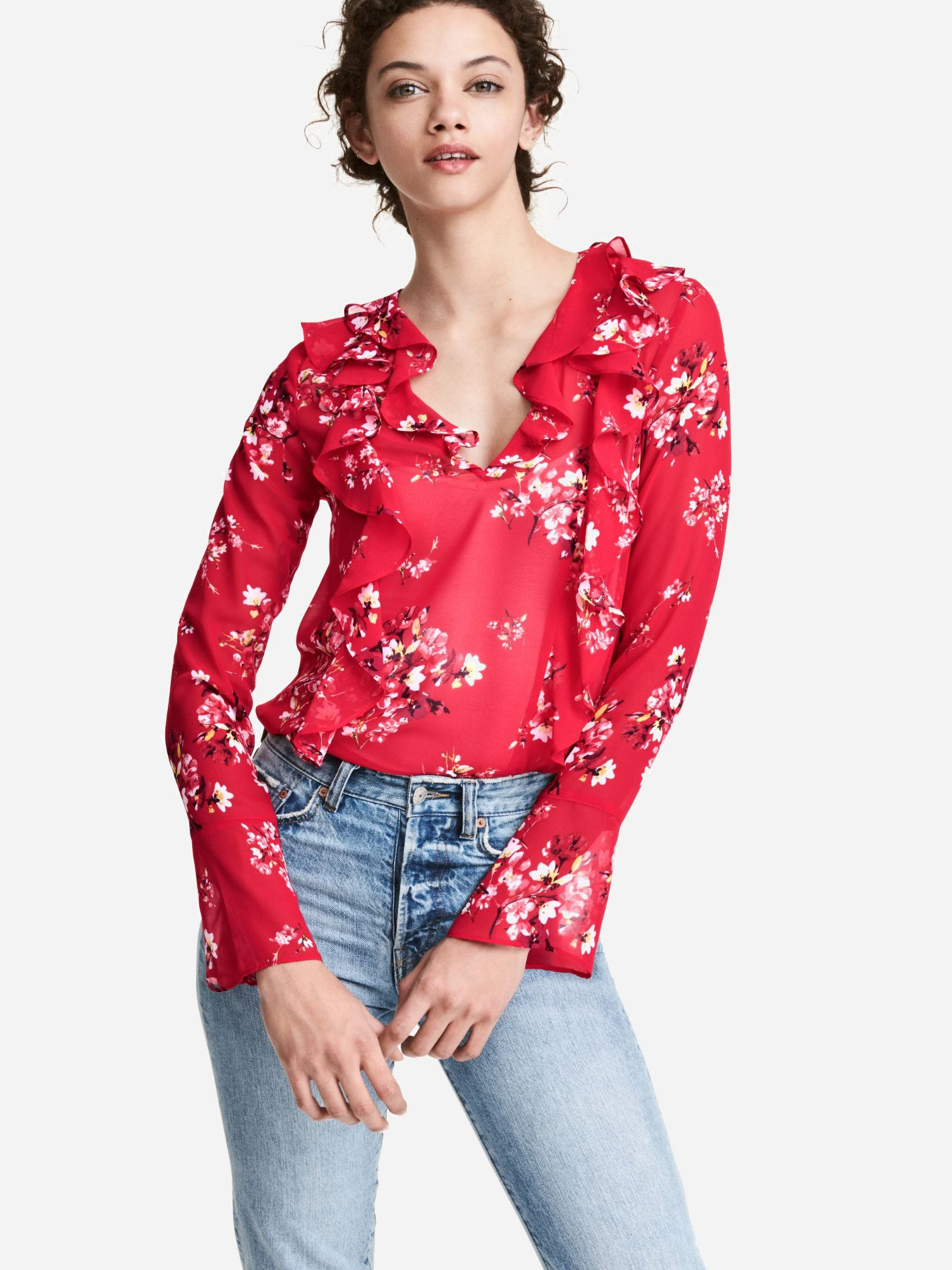 Рубашки H&M модель 0457446_червоний комб. Фото