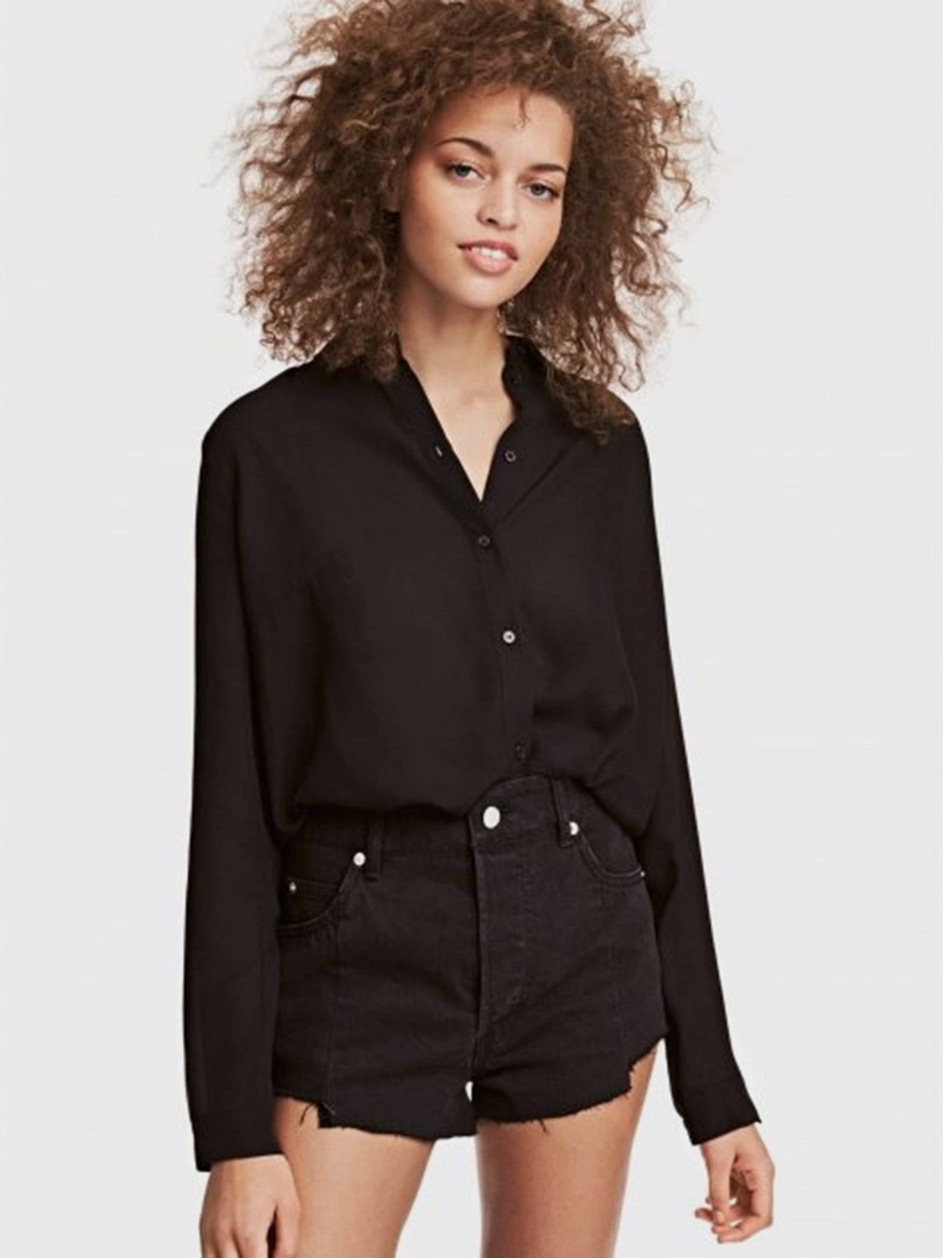 Рубашки H&M модель 0502434_чорний Фото