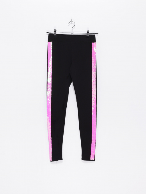 Брюки H&M модель 06571651_чорний з рожевим Фото