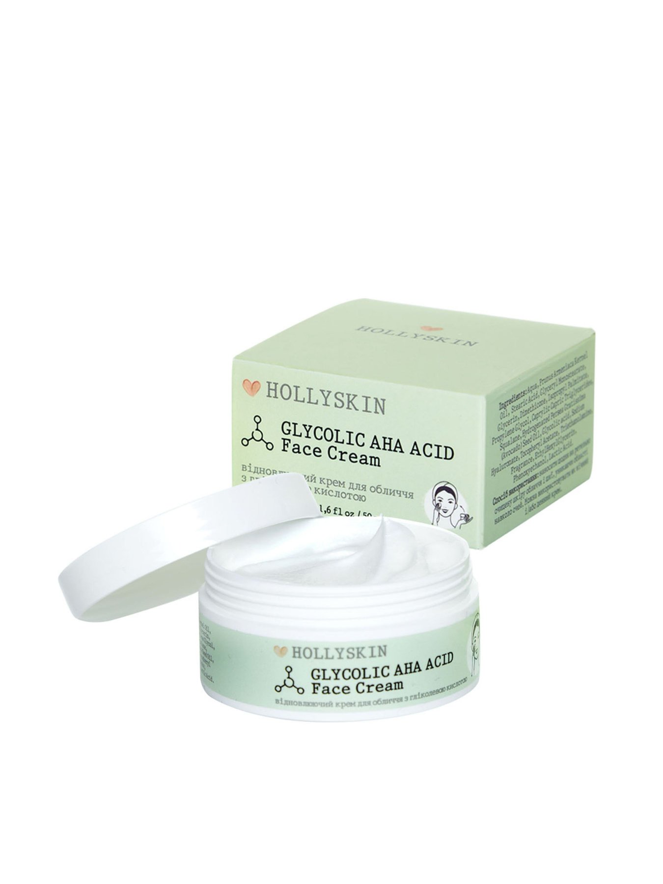 Відновлюючий крем для обличчя Glycolic AHA Acid Hollyskin модель 0213h Фото