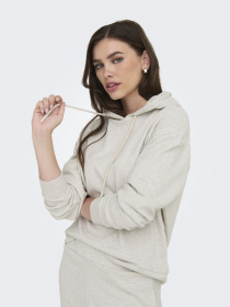 Худи и свитшоты JDY AMALFI LIFE L/S HOOD SWEAT модель 15356341_Oatmeal MELANGE Фото