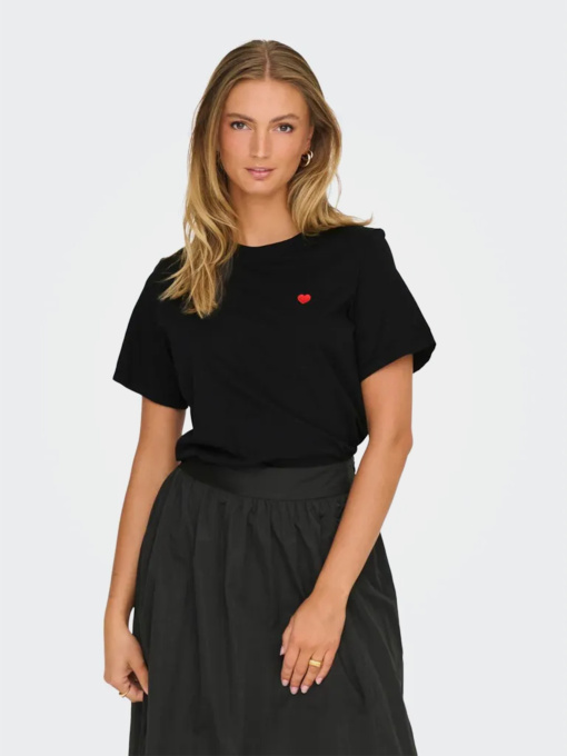 Футболки и поло JDY PISA S/S PRINT TOP модель 15298612_Black BITTERSWEET HEART Фото