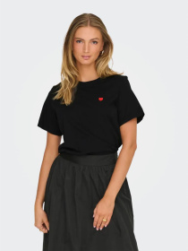 Футболки и поло JDY PISA S/S PRINT TOP модель 15298612_Black BITTERSWEET HEART Фото