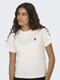 Футболки і поло JDY PISA S/S PRINT TOP модель 15298612_Cloud Dancer CHERRY Фото