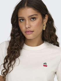Футболки і поло JDY PISA S/S PRINT TOP модель 15298612_Cloud Dancer CHERRY Фото