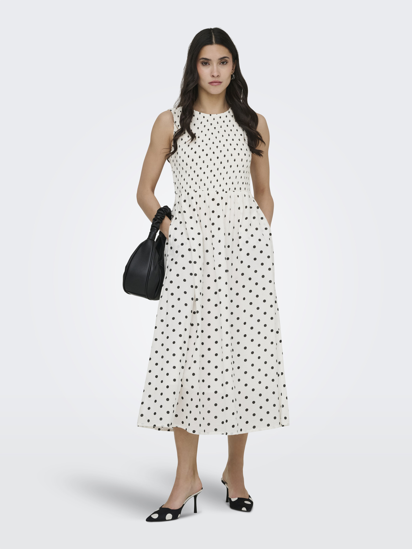 Сукні JDY DIEGO S/L SMOCK MIDI DRESS модель 15373074_Cloud Dancer BLACK DOT Фото