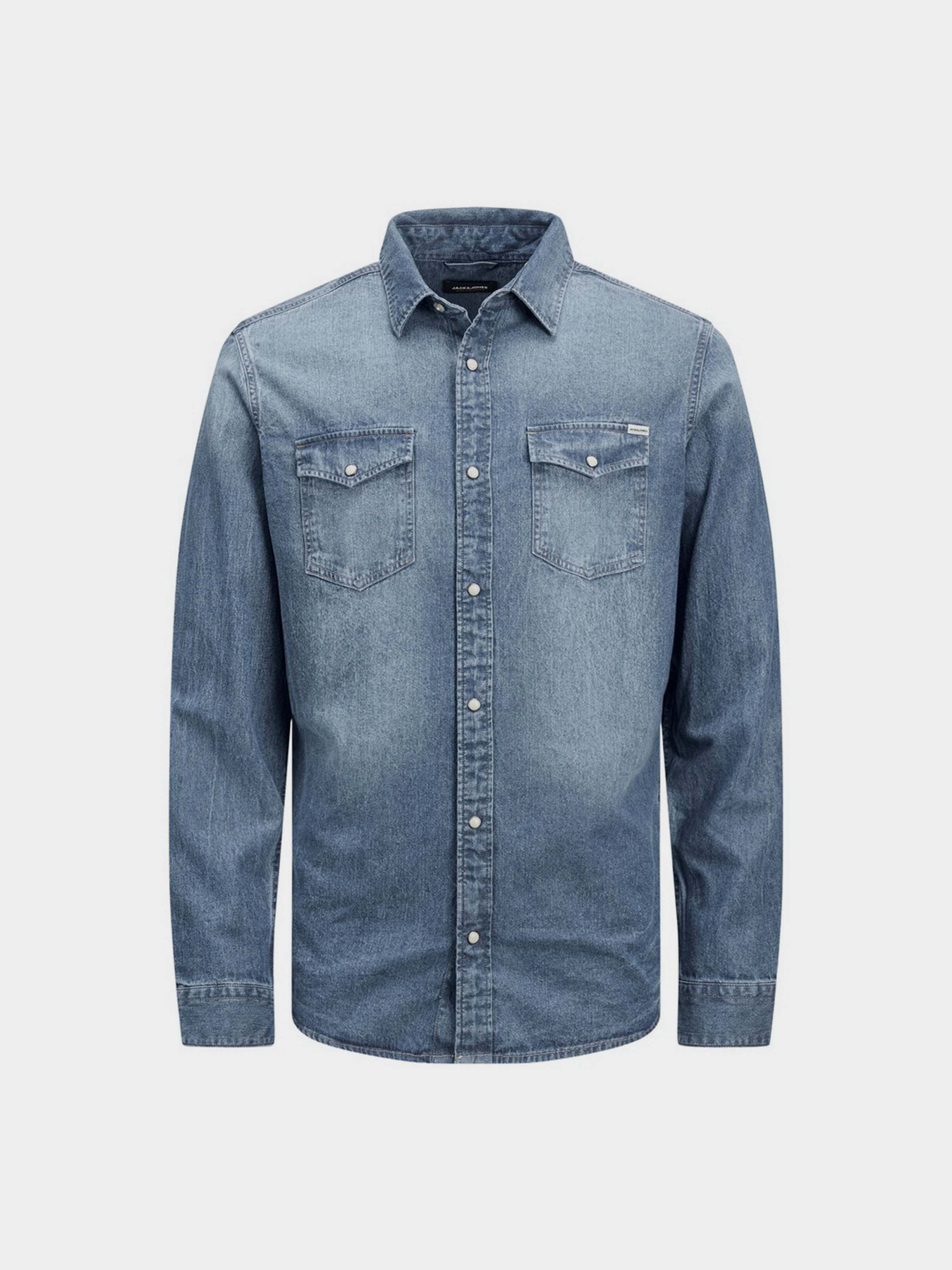 Рубашки JACK & JONES модель 12138115_Medium Blue Denim Фото
