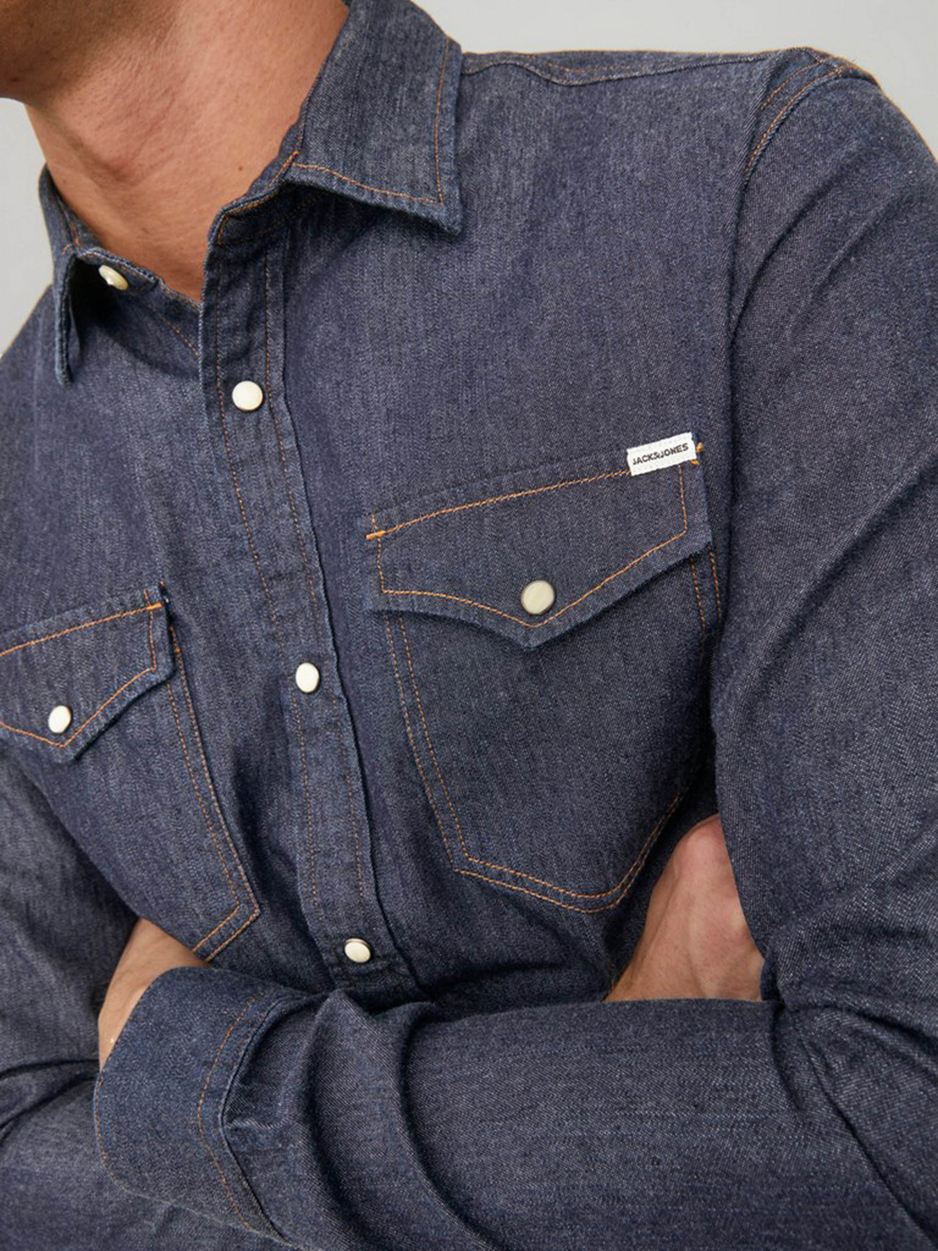 Сорочки JACK & JONES модель 12138115_Dark Denim Сорочки JACK & JONES модель 12138115_Dark Denim Фото