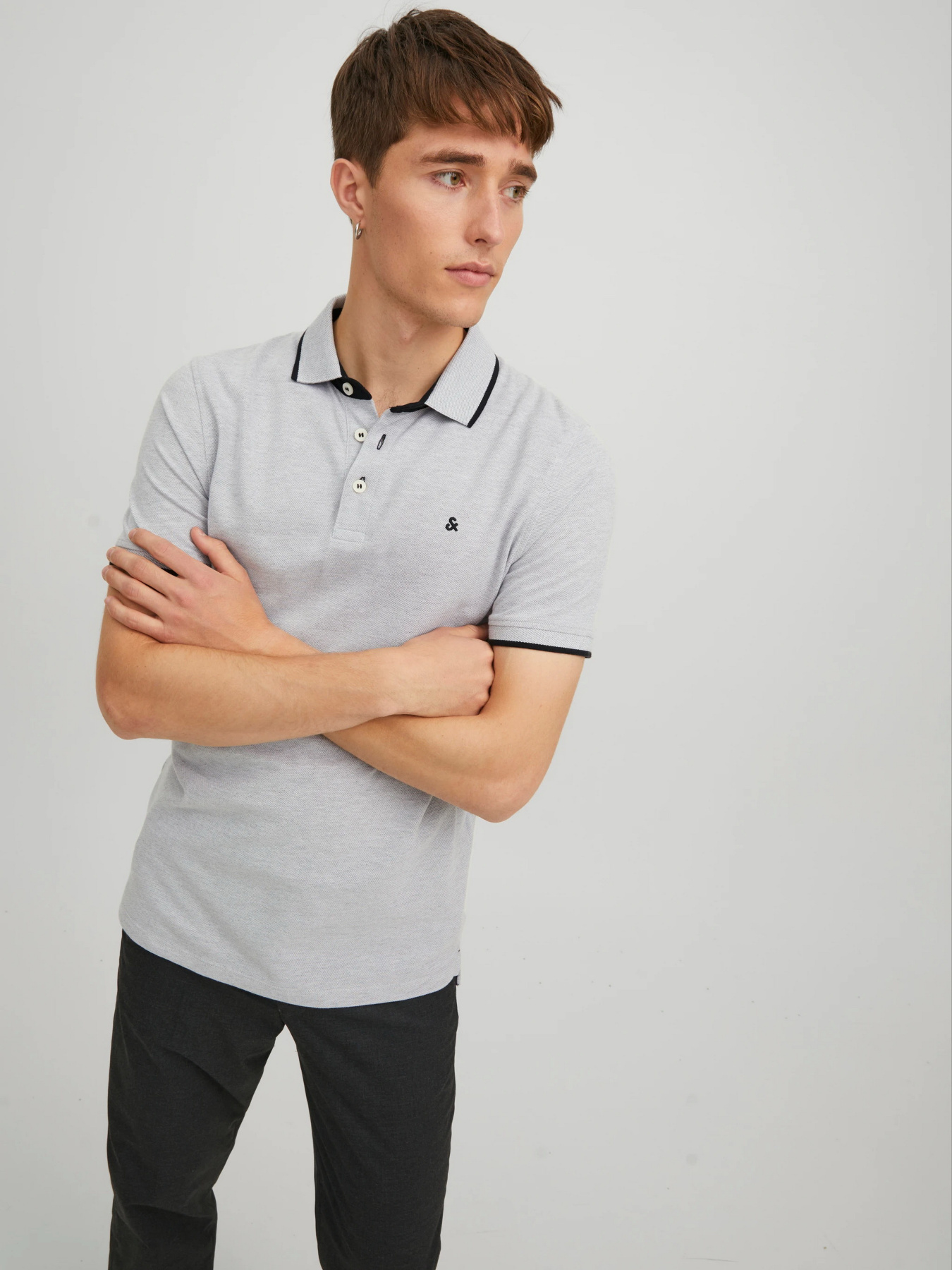 Футболки і поло JACK & JONES PAULOS POLO модель 12136668_Light Grey Melange SLIM FI Футболки і поло JACK & JONES PAULOS POLO модель 12136668_Light Grey Melange SLIM FI Фото