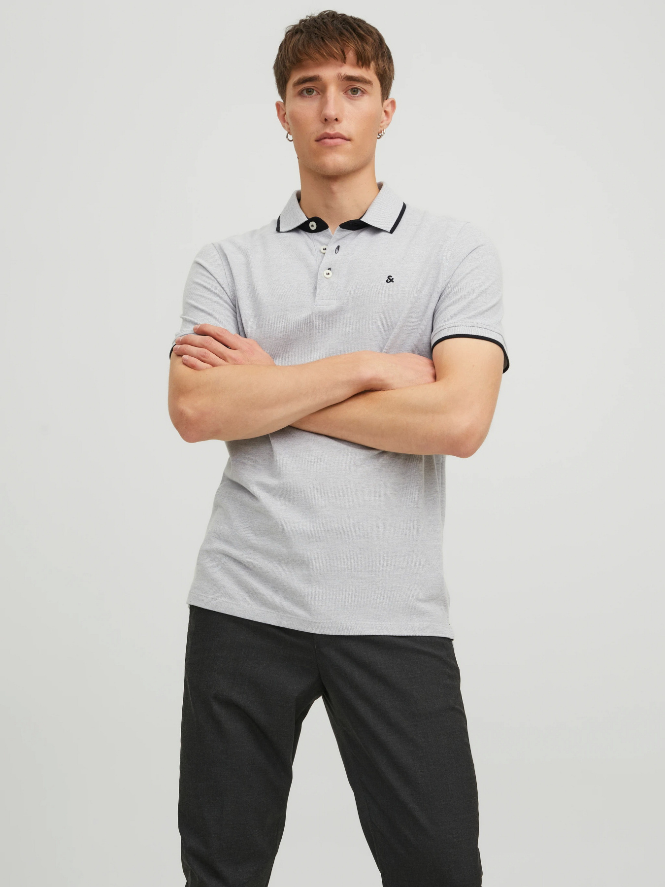 Футболки і поло JACK & JONES PAULOS POLO модель 12136668_Light Grey Melange SLIM FI Футболки і поло JACK & JONES PAULOS POLO модель 12136668_Light Grey Melange SLIM FI Фото