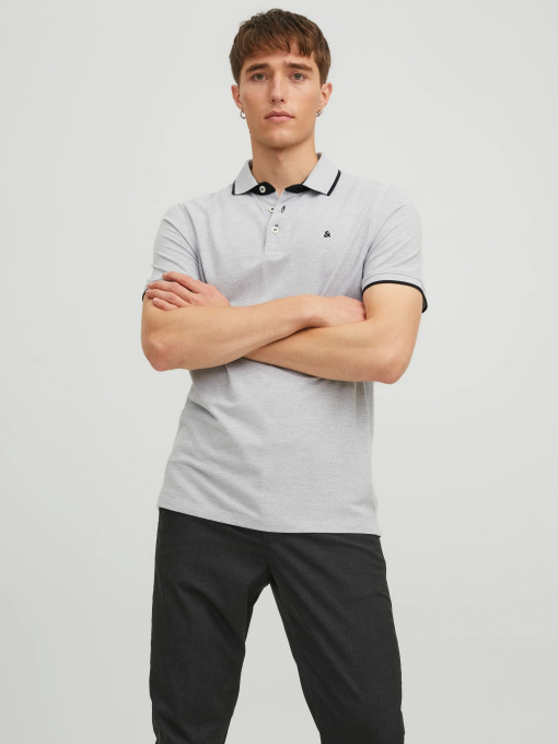 Футболки и поло JACK & JONES PAULOS POLO модель 12136668_Light Grey Melange SLIM FI Фото