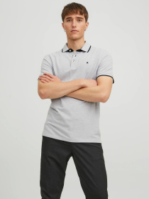 Футболки и поло JACK & JONES PAULOS POLO модель 12136668_Light Grey Melange SLIM FI Фото