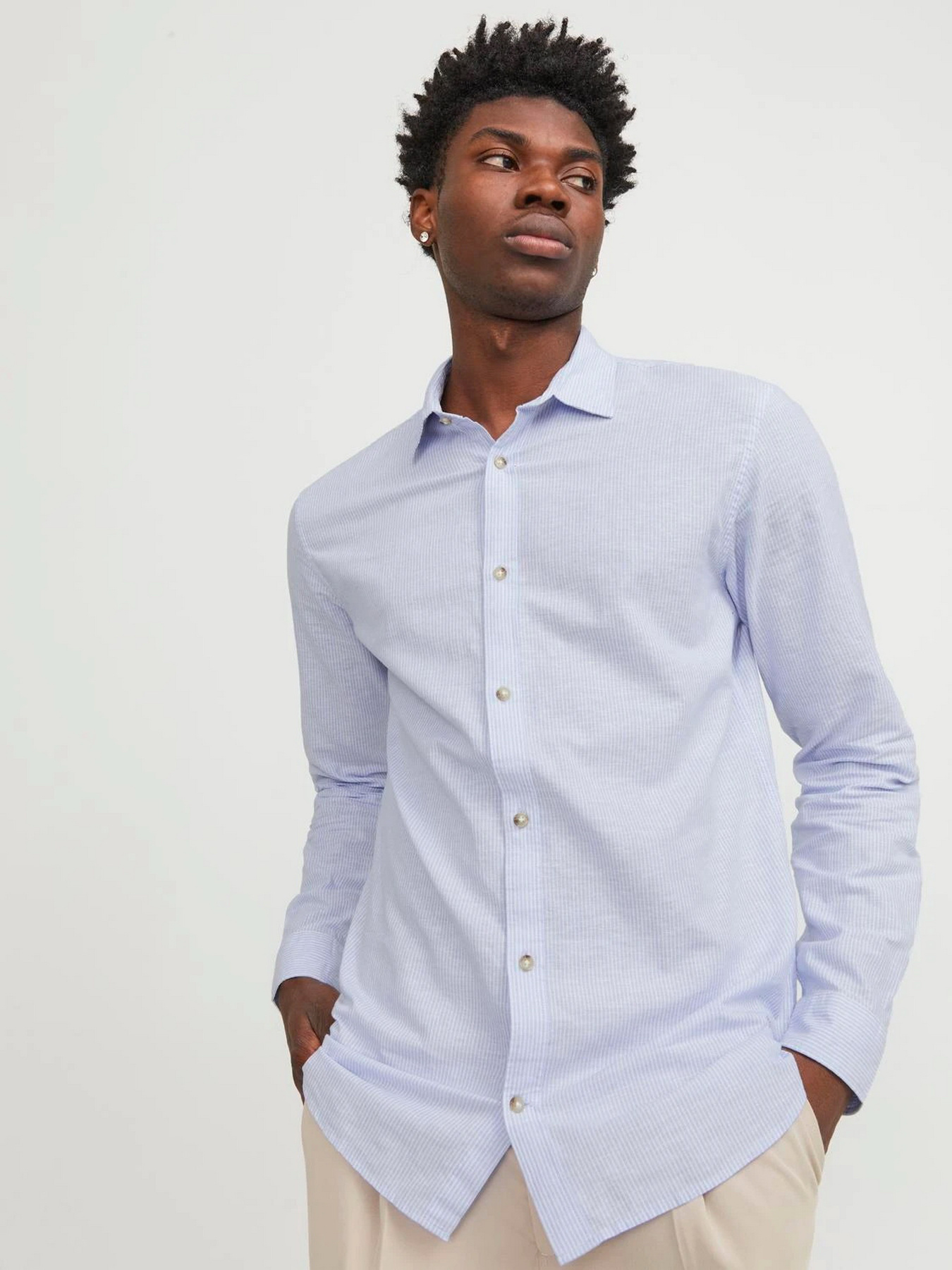 Рубашки JACK & JONES модель 12248384_Cashmere Blue /WHITE Фото