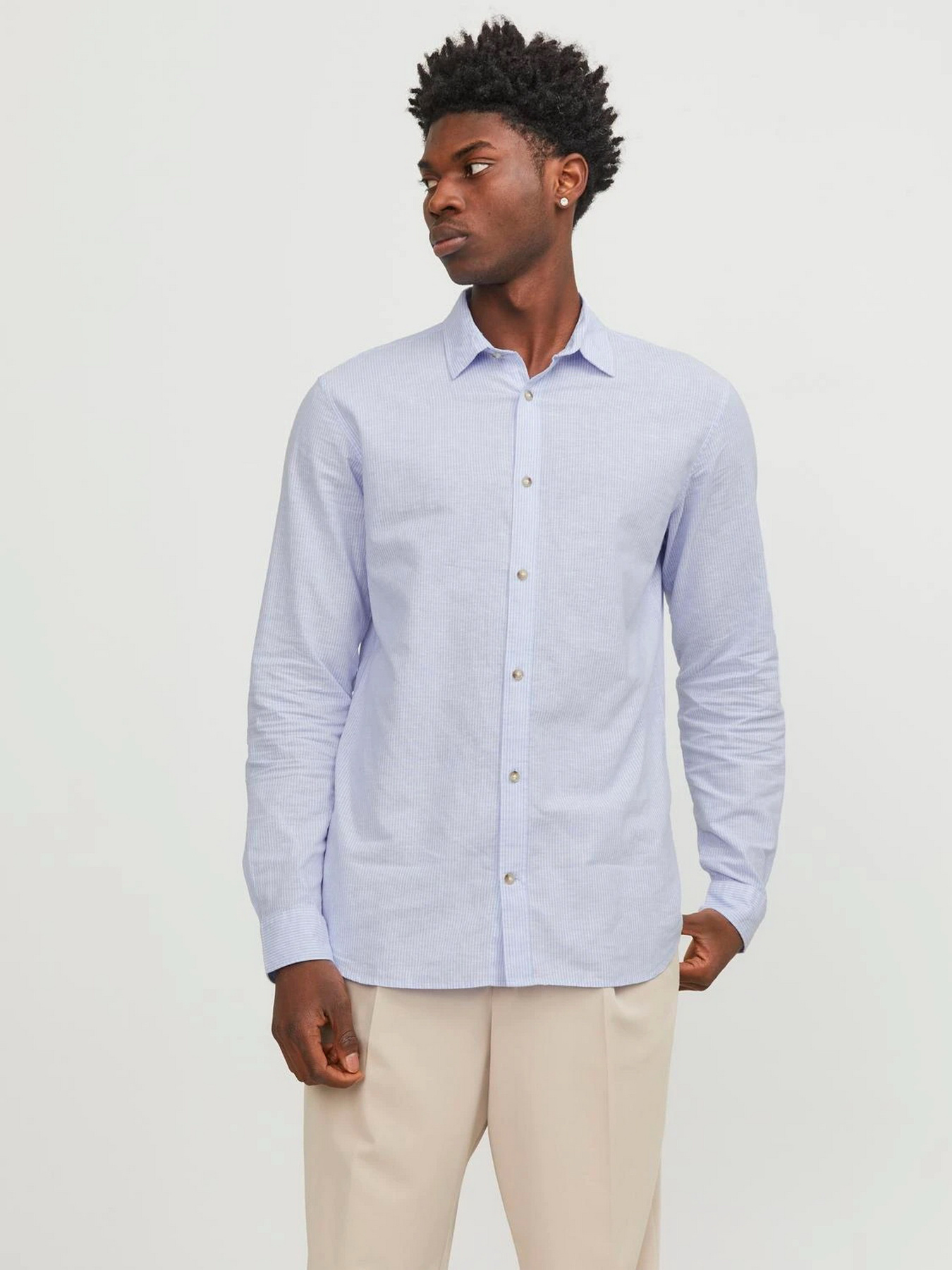 Рубашки JACK & JONES модель 12248384_Cashmere Blue /WHITE Фото