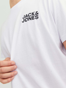 Футболки и поло JACK & JONES CORP LOGO TEE модель 12151955_White Slim/Small Print/Bla Фото