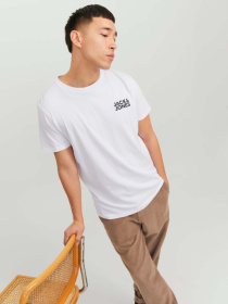 Футболки и поло JACK & JONES CORP LOGO TEE модель 12151955_White Slim/Small Print/Bla Фото