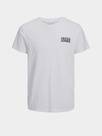 Футболки и поло JACK & JONES CORP LOGO TEE модель 12151955_White Slim/Small Print/Bla Фото