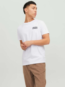 Футболки и поло JACK & JONES CORP LOGO TEE модель 12151955_White Slim/Small Print/Bla Фото