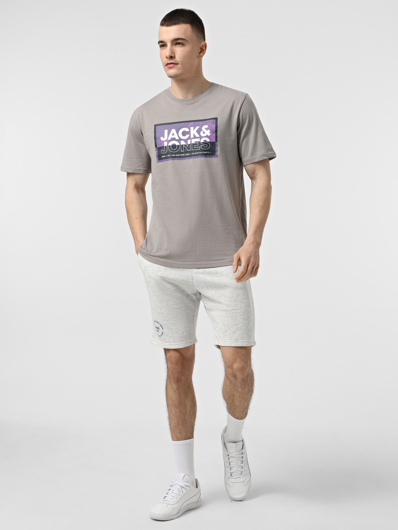 Шорты JACK & JONES модель 12268446_White Melange Шорты JACK & JONES модель 12268446_White Melange Фото