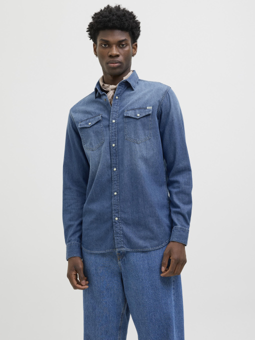 Сорочки JACK & JONES SHERIDAN SHIRT модель 12138115_Medium Blue Denim Slim Фото