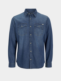 Сорочки JACK & JONES SHERIDAN SHIRT модель 12138115_Medium Blue Denim Slim Фото
