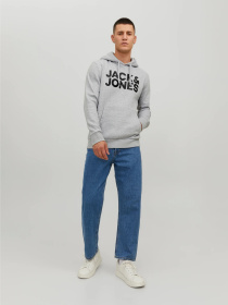 Худі та світшоти JACK & JONES CORP LOGO SWEAT HOOD модель 12152840_Light Grey Melange Reg /La Фото