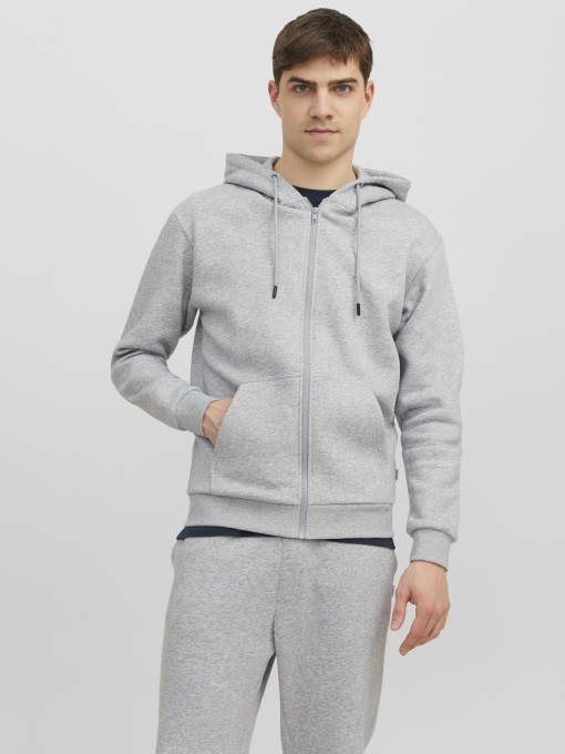 Худі та світшоти JACK & JONES BRADLEY SWEAT ZIP HOOD модель 12249342_Light Grey Melange Фото