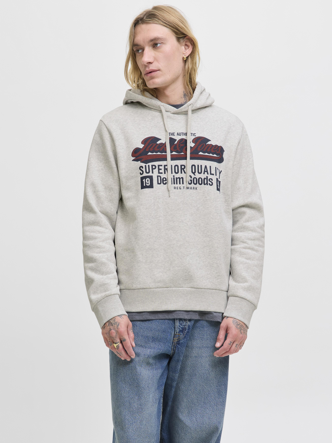 Худі та світшоти JACK & JONES LOGO SWEAT HOOD модель 12279649_White Melange Худі та світшоти JACK & JONES LOGO SWEAT HOOD модель 12279649_White Melange Фото
