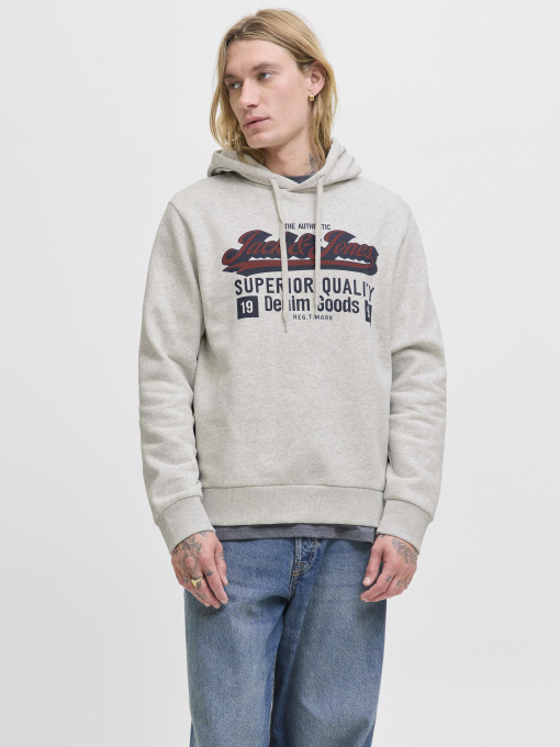 Худи и свитшоты JACK & JONES LOGO SWEAT HOOD модель 12279649_White Melange Фото