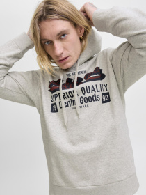Худі та світшоти JACK & JONES LOGO SWEAT HOOD модель 12279649_White Melange Фото