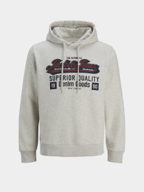 Худі та світшоти JACK & JONES LOGO SWEAT HOOD модель 12279649_White Melange Фото