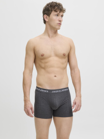 Нижня білизна JACK & JONES SOLID TRUNKS модель 12285371_White Dark grey melange - Фото