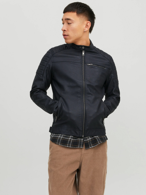 Куртки та дублянки JACK & JONES ROCKY JACKET модель 12147218_Black PU Фото