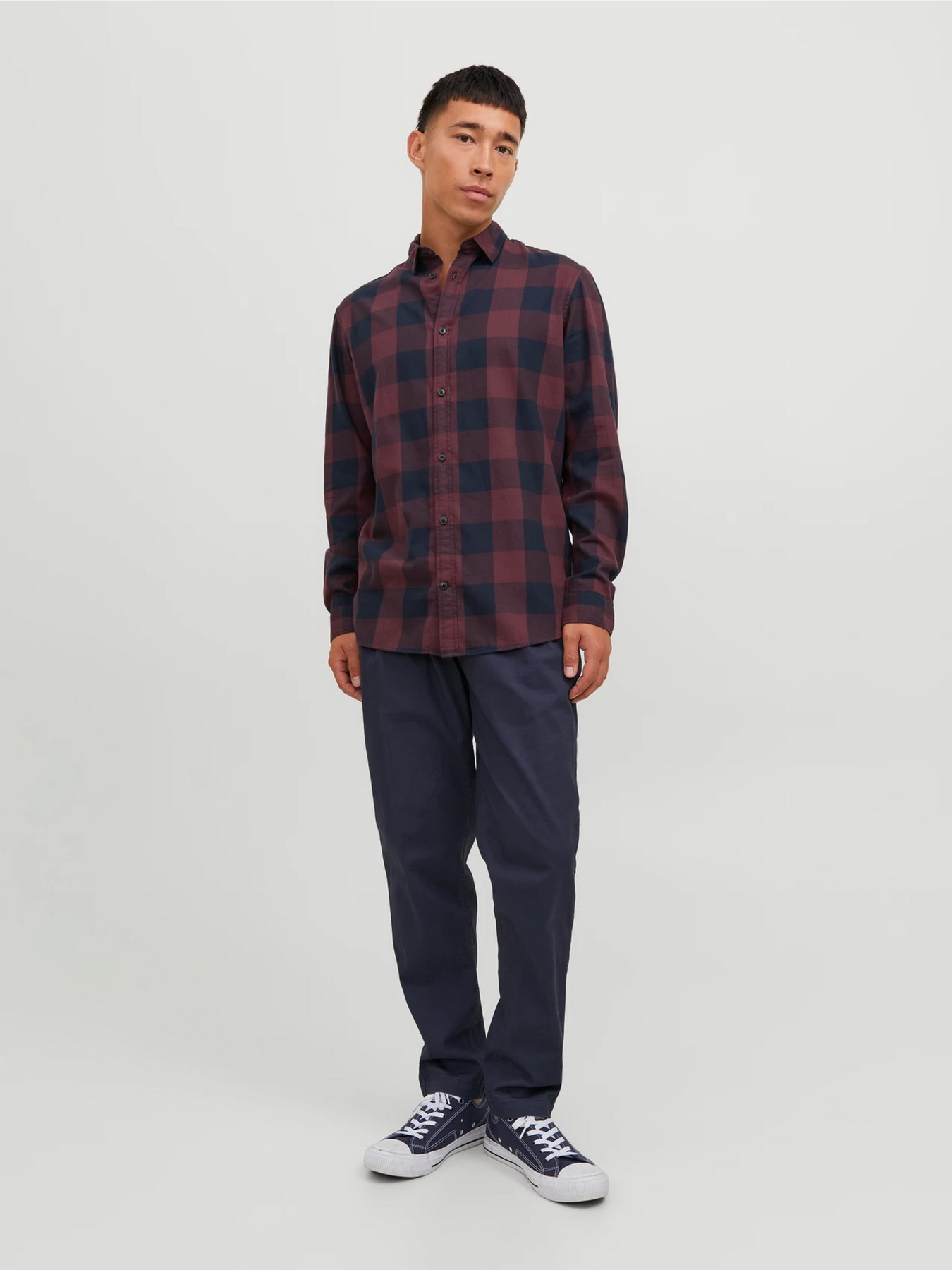 Сорочки JACK & JONES GINGHAM TWILL SHIRT модель 12181602_Port Royale SLIM FIT Фото