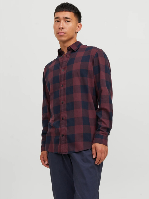 Рубашки JACK & JONES GINGHAM TWILL SHIRT модель 12181602_Port Royale SLIM FIT Фото