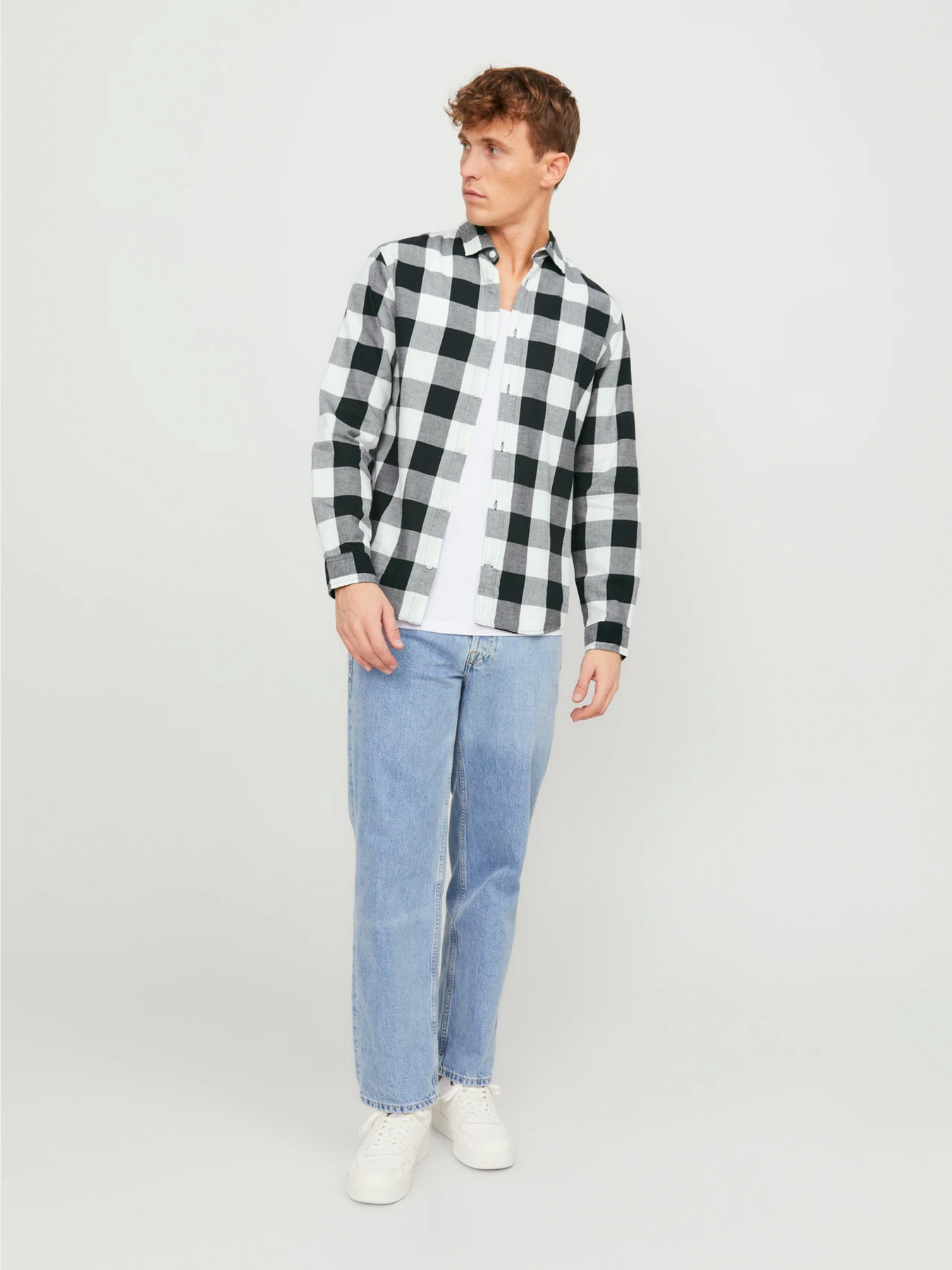 Сорочки JACK & JONES GINGHAM TWILL SHIRT модель 12181602_Whisper White SLIM FIT Фото